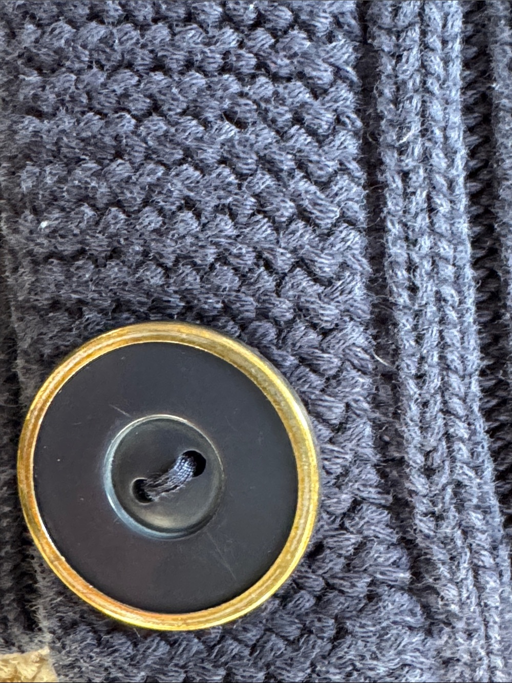 Talbots Women's Navy Ribbed Button-Front Sweater - Picture 3 of 4